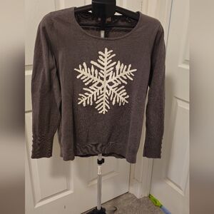 Gray Sweater with White Snowflake Design